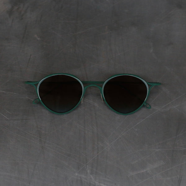 Rigards RG1093TI Series Beta Titanium Sunglasses RG-RG1093TI-HKSH Dark Green x Silver Frame with Gunmetal Blue Lenses